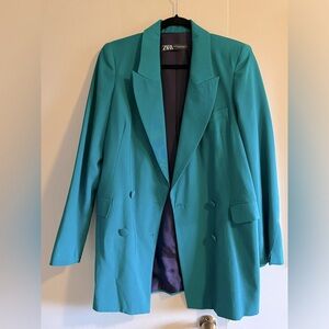 Zara Longline Blazer in beautiful Green Size US XS-S